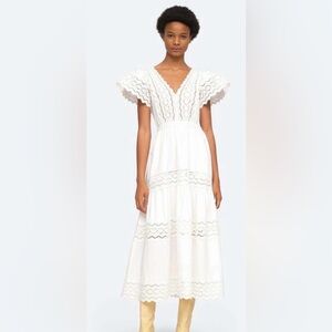Sea New York White Eyelet Tiered Maxi Dress